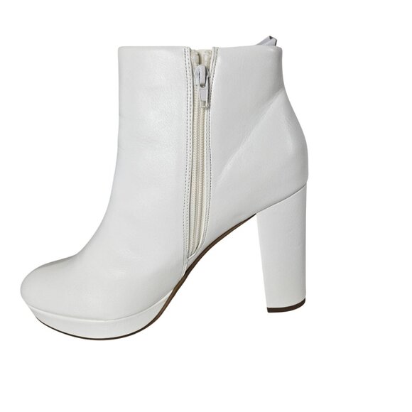 Dream Pairs Womens Size 11 White Faux Leather Chunky 4" Heel Ankle Boot Side Zip - Picture 14 of 16